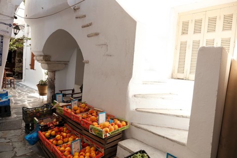 Alley in the old town of Naxos, Cyclades, Greece