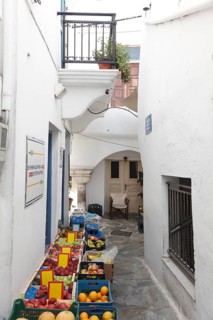 Alley in the old town of Naxos, Cyclades, Greece