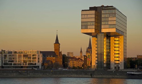 Crane Buildings, Rheinauhafen, Cologne, Rhineland, North Rhine-Westphalia, Germany