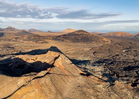 Volcán de Las Nueces volcano, picturesque volcanic landscape with volcanic craters and lava fields