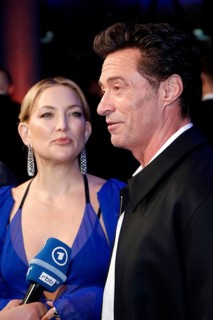 Kate Hudson and Hugh Jackman at the Song Sung Blue Red Carpet Photocall at Zoo Palast Berlin on 19