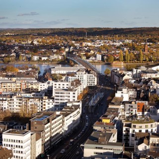 Panoramic view from town house towards Beul, Bonn, North Rhine-Westphalia, Germany