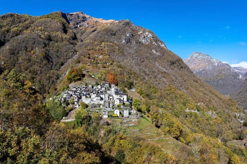 Corippo in the Verzasca Valley, a typical Ticino village, Valle Verzasca, Canton of Tessin,