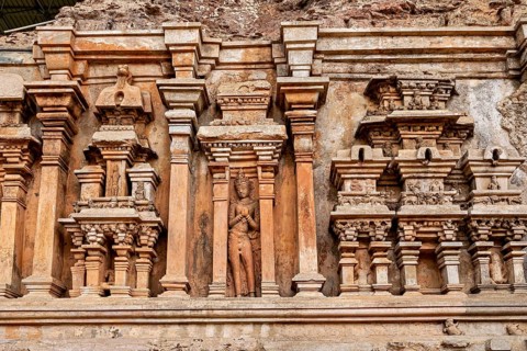 Close-up of ancient architectural reliefs, The Temples of Polonnaruwa in Sri Lanka