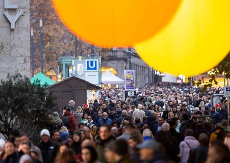Stuttgart glows in 2025. Long shopping night in the city center. Light installations and other
