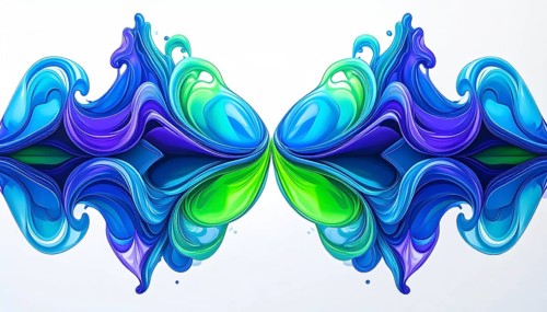 Symmetric Abstract Bright Liquid Ornament Background, futuristic wallpaper template illustration,