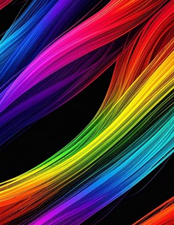 Abstract digital art featuring vibrant, intersecting neon lines creating a geometric pattern,