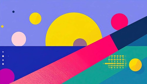 Vector art illustration, spheres, rectangles, triangles and geometric pattern, vector wallpaper