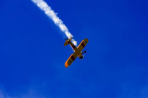 A Boeing PT-17 Stearman biplane, also Boeing Stearman Model 75, with the inscription 399 USNAVY