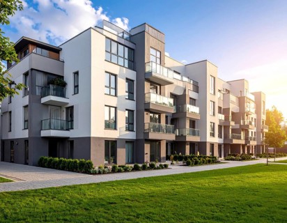 New modern block of flat, condo architecture, Residential apartment as a flat, luxury house