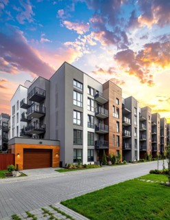 New modern block of flat, condo architecture, Residential apartment as a flat, luxury house