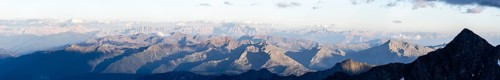 Mountain panorama at sunset, Stubai Alps, South Tyrol, Italy