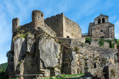 Saint Andre de Chalencon village. Castle and Chapel of Chalencon. Haute Loire. Auvergne Rhone Alpes