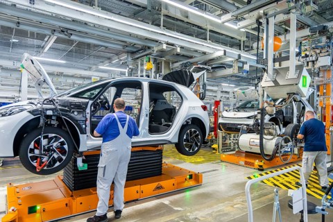 Electric car production in the assembly halls of VW in Zwickau, Zwickau, Saxony, Germany