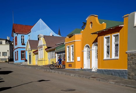Colonial house facades in the Bergstraße, Lüderitz, Karas region, Namibia