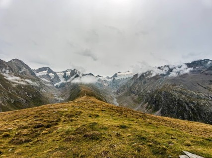 Panoramic view from the Hohe Mut over the Mutsattel and the Rotmoostal to the Gurglkamm in the