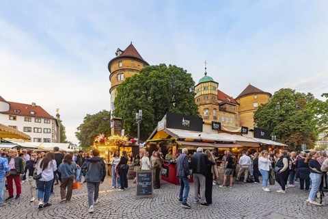 Stuttgart wine village, wine festival on Schillerplatz and Marktplatz in the centre of the state