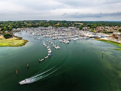 River Hamble and Swanwick Marina from drone, Swanwick, Southampton, Hampshire, England, United