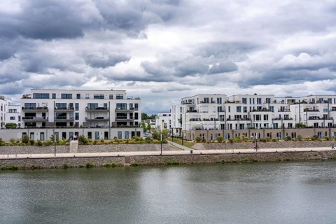 New Graf Bismarck urban quarter on the Rhine-Herne Canal, residential and commercial development on
