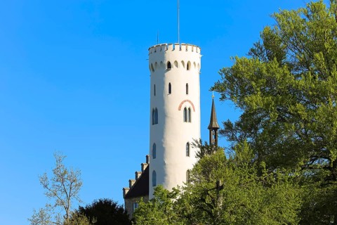 Lichtenstein Castle, fairytale castle of Württemberg, romantic fairytale castle on the eaves of the