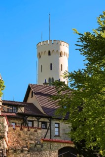 Lichtenstein Castle, fairytale castle of Württemberg, romantic fairytale castle on the eaves of the