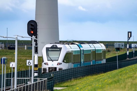 Train connection to the seaport of Eemshaven, in the Ems estuary, the British transport company