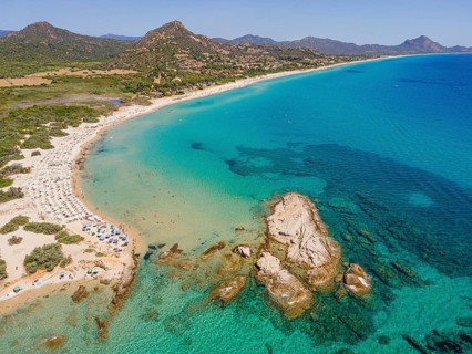 White sandy beaches and turquoise-blue sea stretch for several kilometres on the Costa Rei, a