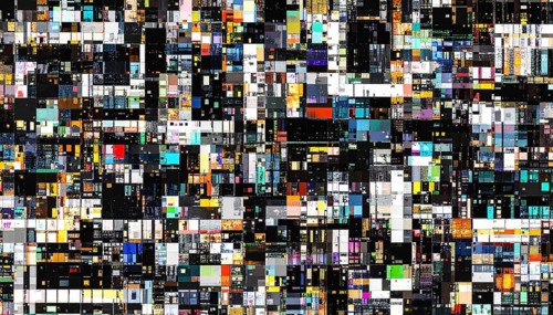 Abstract creative glitch overlay texture. Geometric pixel pattern, AI generated