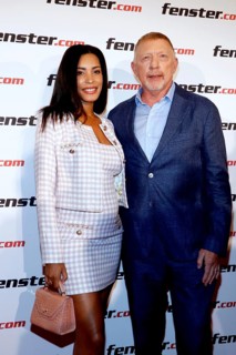 Boris Becker with his woman Lilian de Carvalho Monteiro at the press conference to mark the