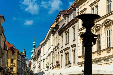 St Michael's Gate and Old Town in Bratislava, Slovakia