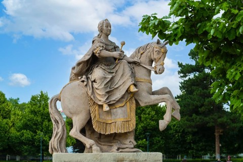 Statue of Maria Theresa in the Presidential Garden in Bratislava, Slovakia