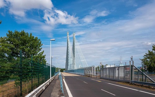 The factory bridge over the River Main in Kelsterbach, Hesse, Germany