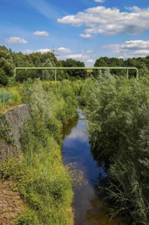 Bottrop, North Rhine-Westphalia, Germany - Renaturalised Boye, the tributary of the Emscher, has