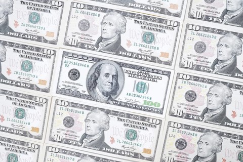 US dollar notes, 10 dollars, 100 dollars, banknotes