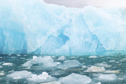 Iceberg, blue glacier ice, Smeerenburgbreen, Scandinavia, Spitsbergen