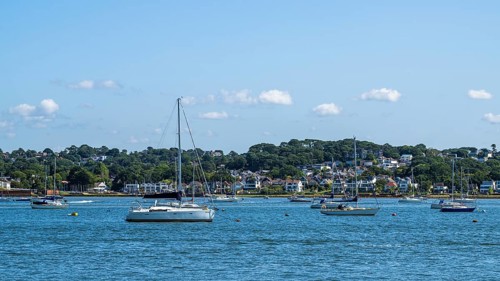 Boats on seaside in Poole, Dorset, England, United Kingdom
