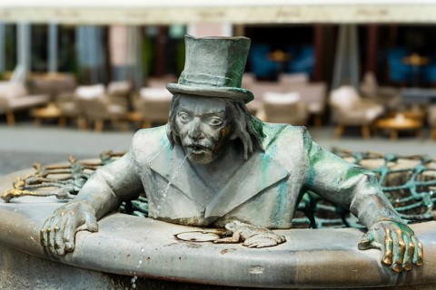 Water spirit fountain on the market square of the Capital of Culture 2026, Trencín, Slovakia