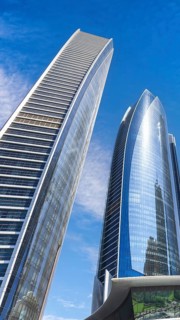 UAE, United Arab Emirates, Abu Dhabi downtown panorama and financial center skyline