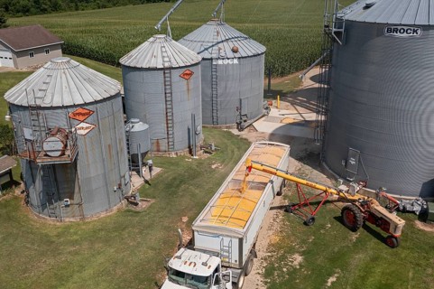 Martin, Michigan - Corn is loaded onto a truck from grain storage bins in west Michigan