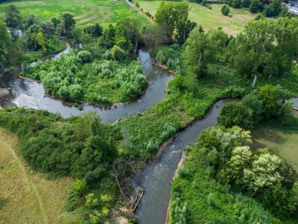 Renaturalised Erft near Neuss, North Rhine-Westphalia, Germany