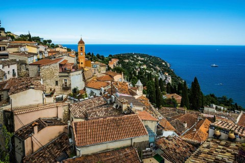 Picturesque mountain village overlooking the sea, Roquebrune, Roquebrune-Cap-Martin, near Monaco,