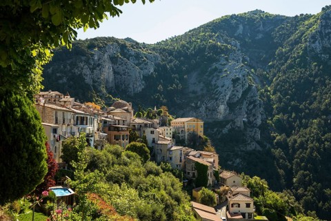 Picturesque medieval mountain village, Peille, near Monaco, Cote d'Azur, Alpes-Maritimes,