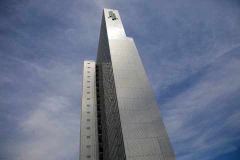 Dreischeibenhaus, Dreischeibenhochhaus, architect Helmut Hentrich, 94 metre high office and