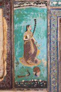 Wall paintings in the Garh Palace or Rajput Palace, Bundi, Rajasthan, India
