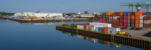 Container Terminal, CTD, canal, harbour, Dortmund, Ruhr area, North Rhine-Westphalia, Germany
