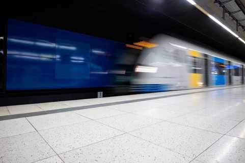 Underground incoming S-Bahn, train, Class 420 Generation 2025, platform, stop, Feuersee station,