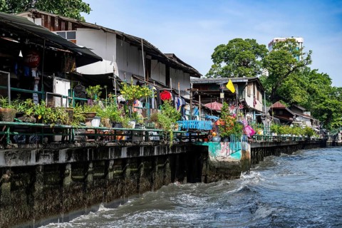 Canal-side flats, Bangkok, Thailand