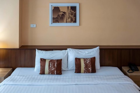 Hotel room double bed