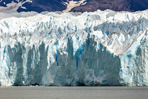 Impressive detail of a glacier with striking blue texture and structures, The Perito Moreno glacier