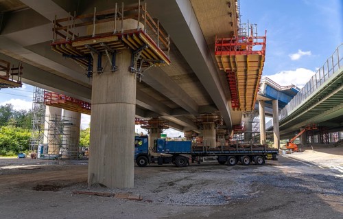 Motorway construction site at the Leverkusen-West junction, A1 and A59 motorways, new construction,